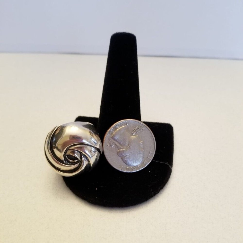 Solid 925 Sterling Silver Rounded Dome Spiral Rin… - image 2